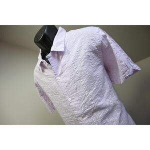 Bonobos Dress Shirt Hawaiian Seersucker Short Sleeve Purple Mens Size Large